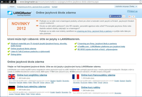 Webové stránky. Zdroj: Reprofoto langmaster.cz